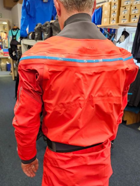 Back zip on a palm atom dry suit