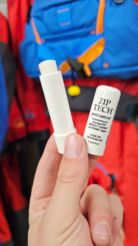 Zip lubricant will help boost the longevity of your dry suit.