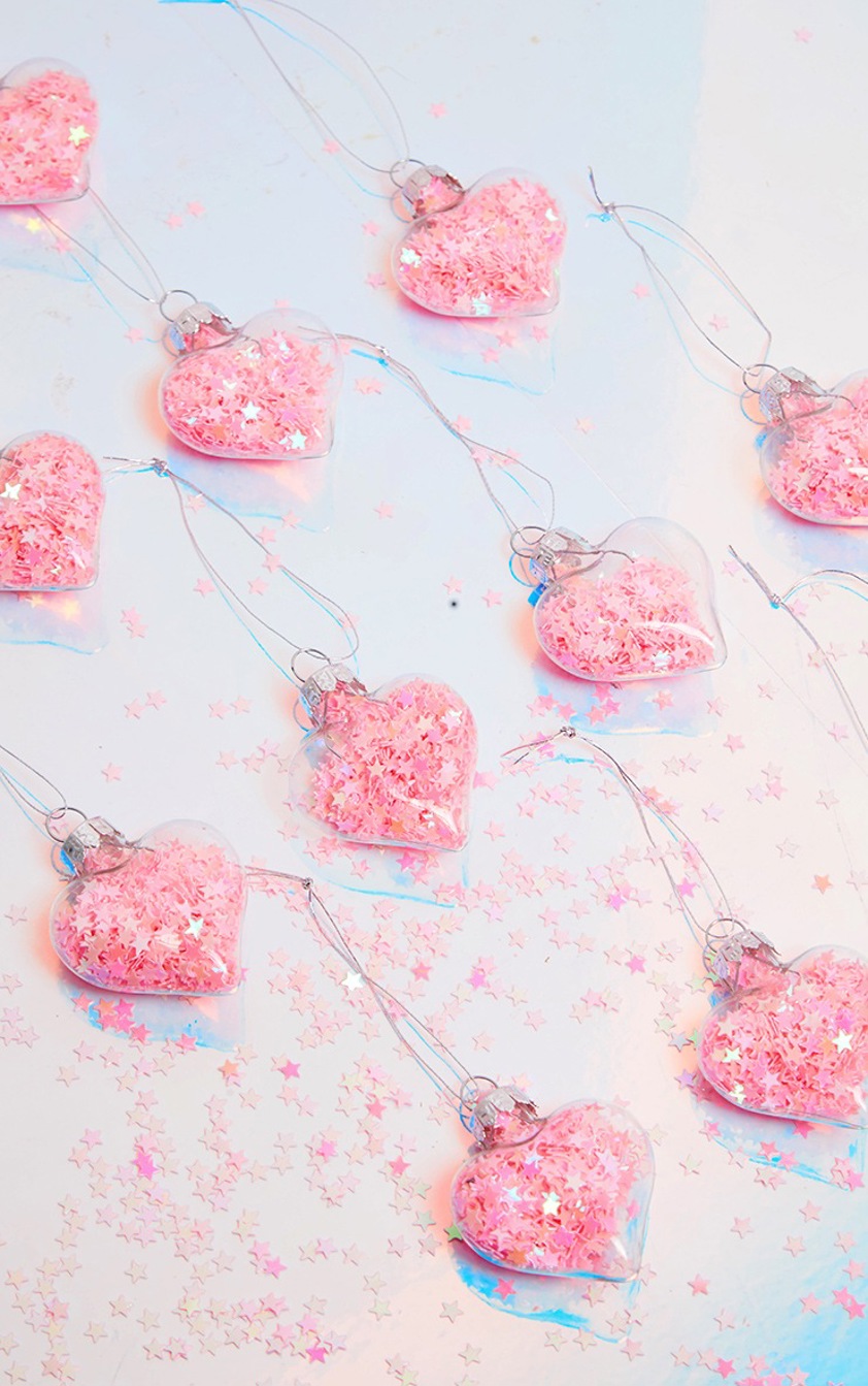 Confetti Sequin Heart Shaped Baubles