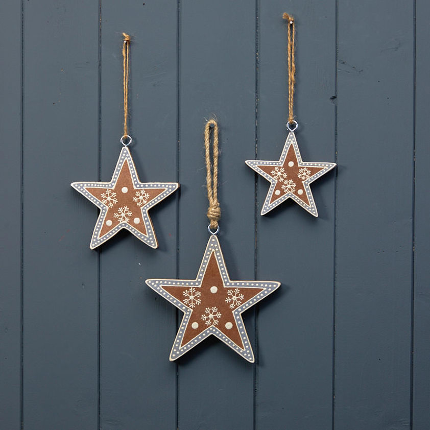 Handpainted Hanging Natural Star (10cm)