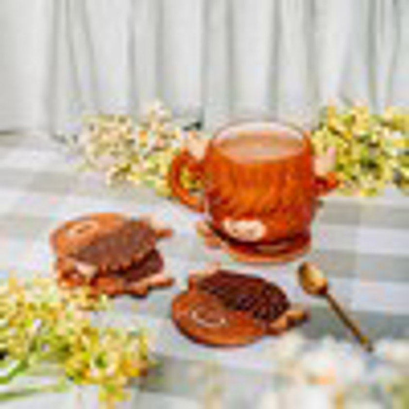 Highland Cow Wooden Coasters -  Set of 4