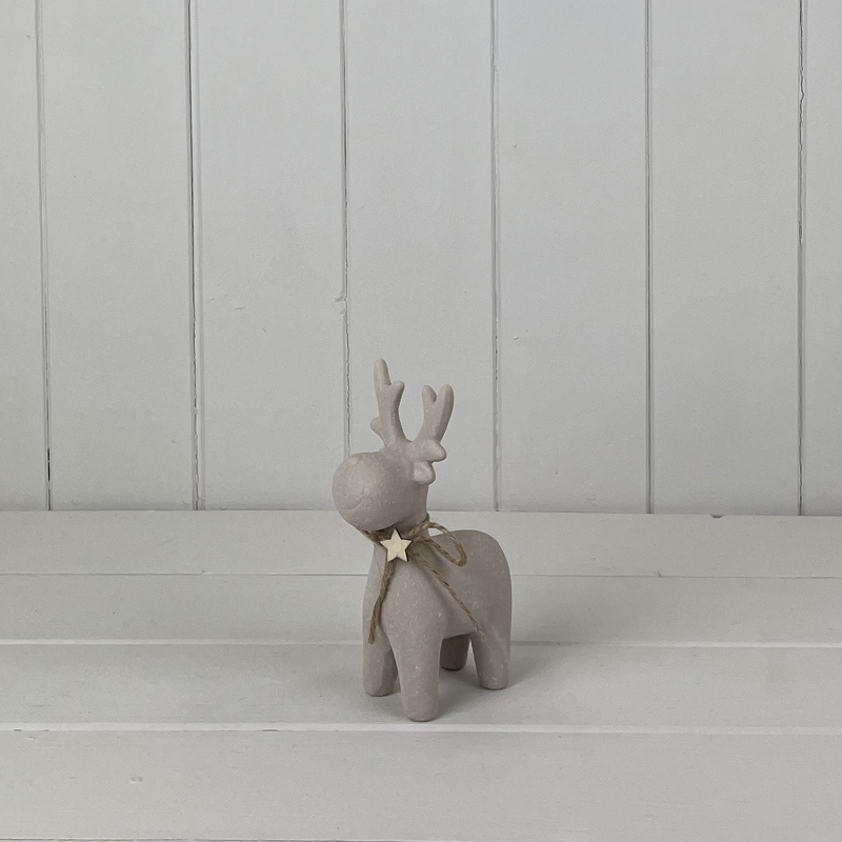 Sand Texture Effect Ceramic Reindeer Decoration (16cm)