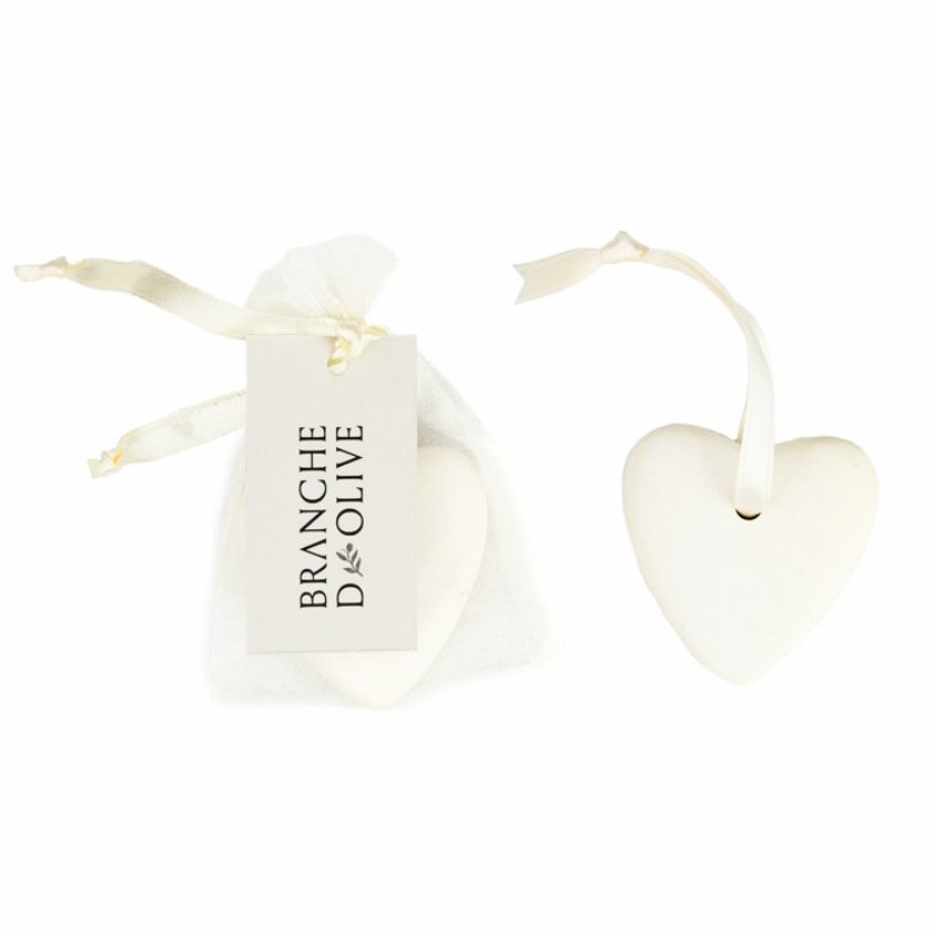 Rose Scented Ceramic Heart Bagged - Rose