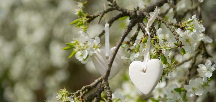 Rose Scented Ceramic Heart Bagged - Rose