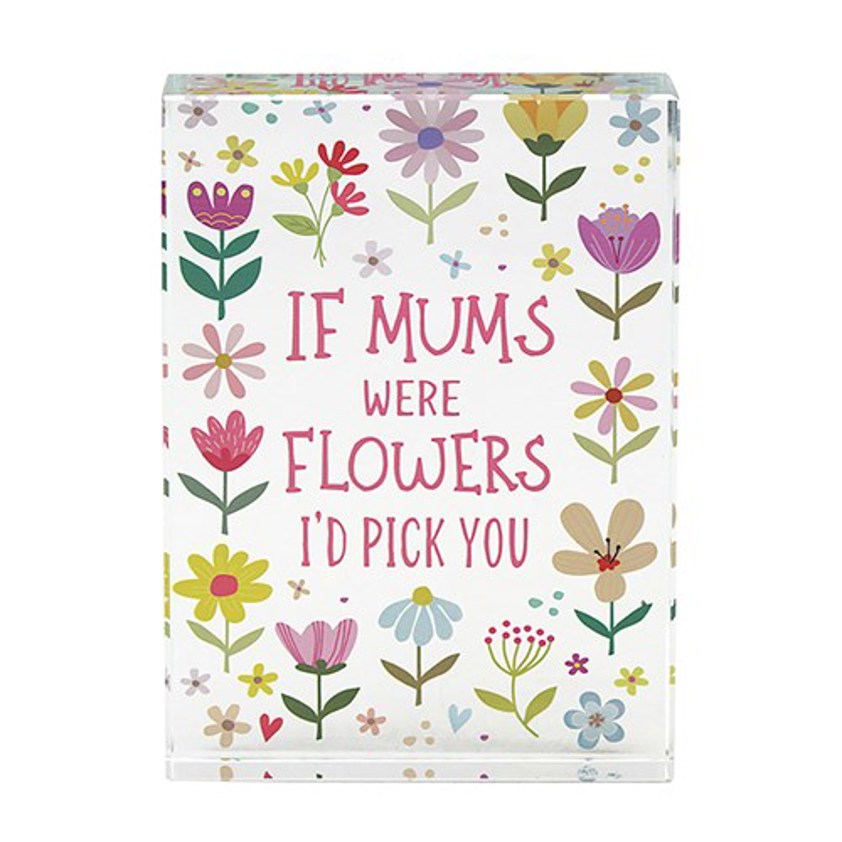 Pretty Floral Glass Plaque Mum