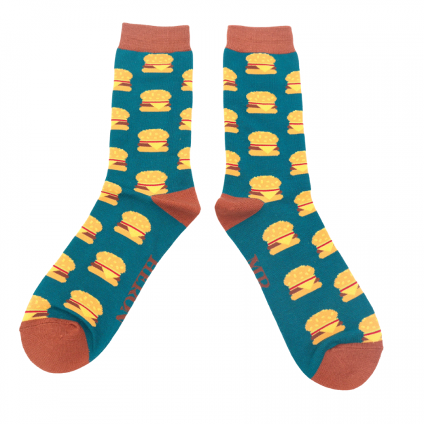 Mr Heron Burgers Socks Teal