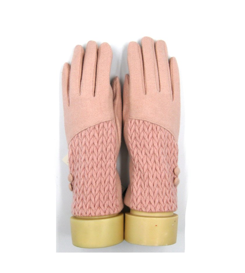 Light Pink Cable cuff gloves