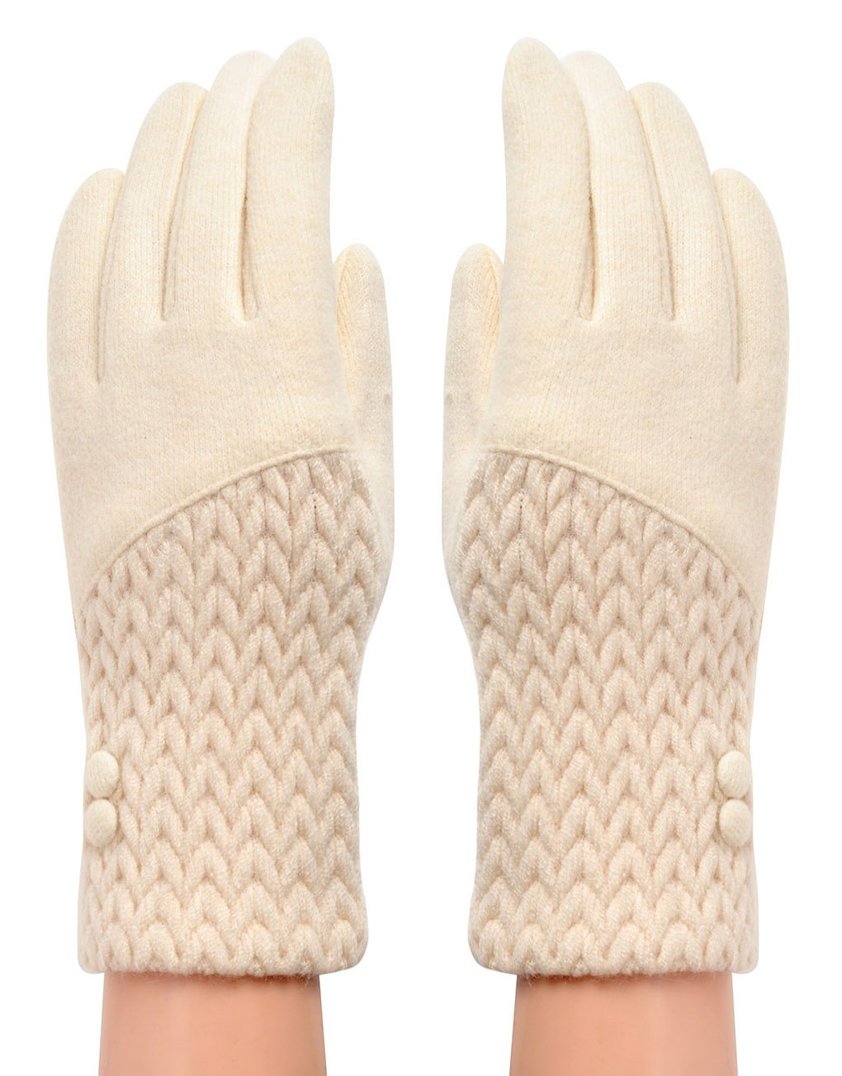 Cream Cable cuff gloves