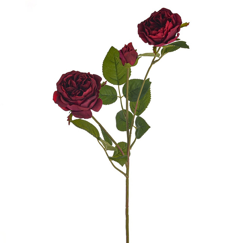 Sorbet English Rose Spray Burgundy 64Cm
