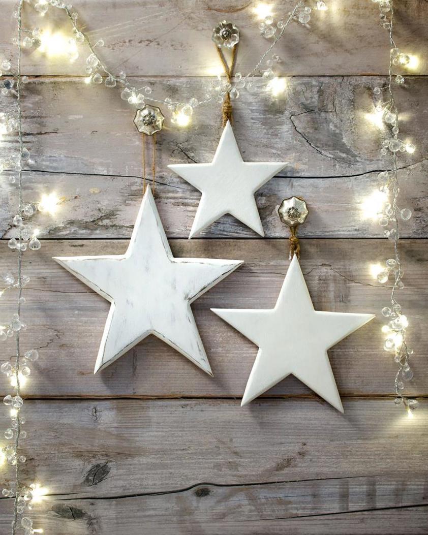 White Vintage wooden star