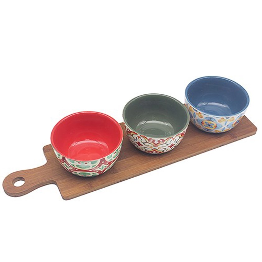 Tuscany 3 Snack Bowls On Long Tray