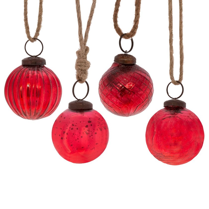 Red Crackle Traditional Recycled Glass Bauble