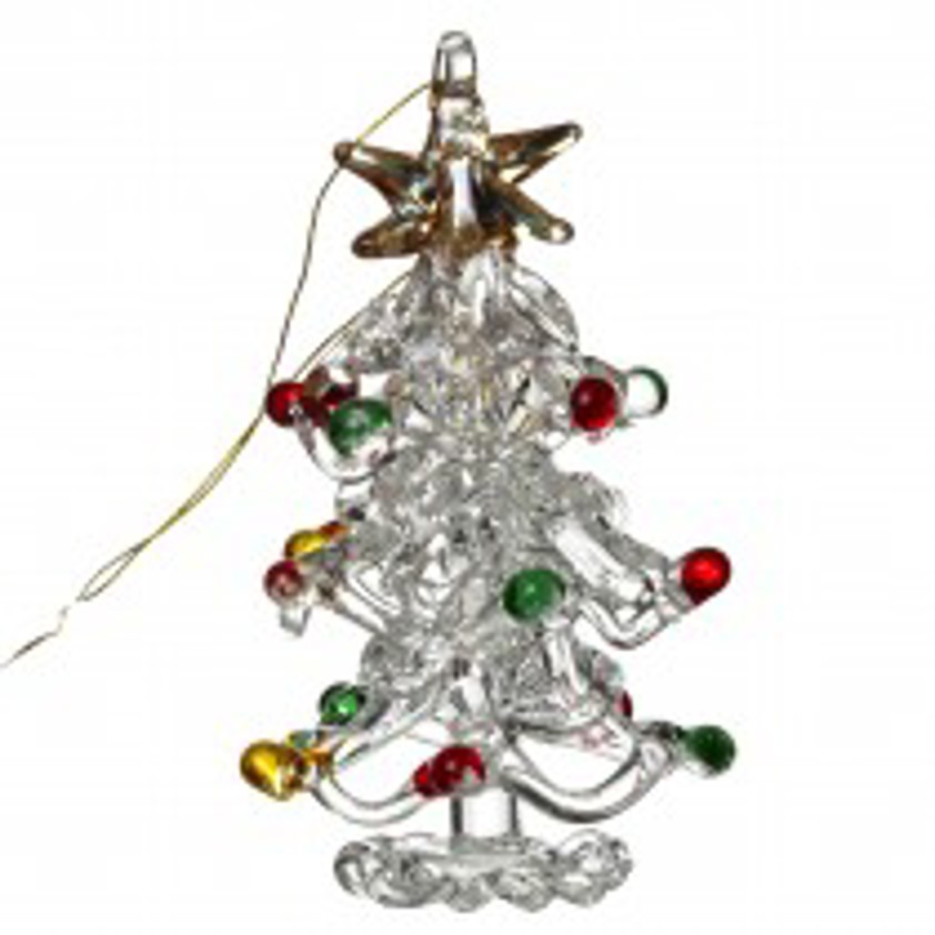 Hanging Glass Xmas Tree with Colour Baubles