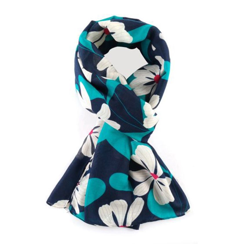 Bold Blooms Scarf Navy