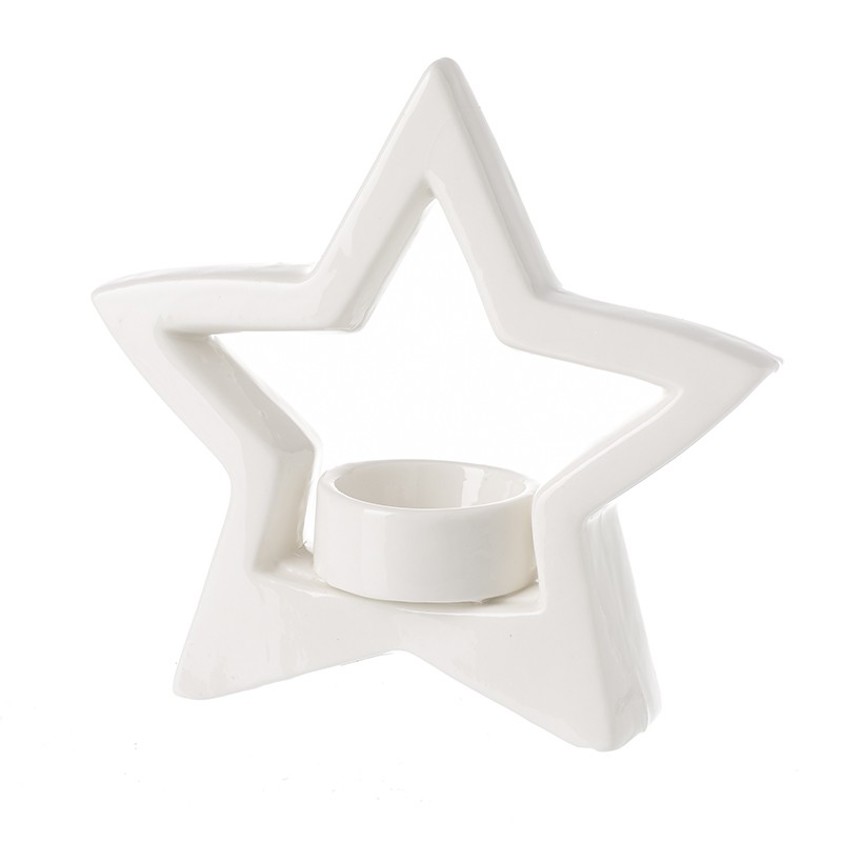 White Porcelain Star T Light Holder