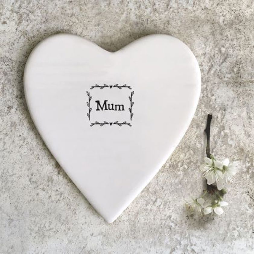 Mum Porcelain Heart Coaster - mum or dad