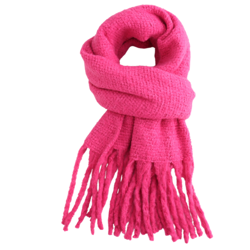 Fushcia Plain Scarf Cream