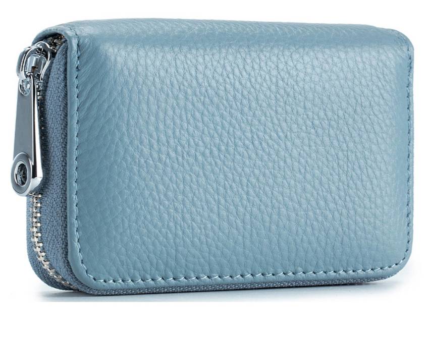 Baby Blue Leather Card Holder