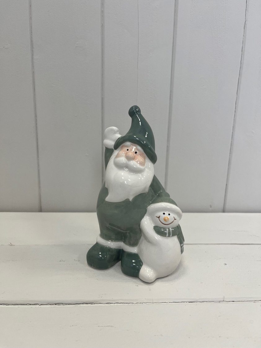 White/Green Ceramic Santa L8.5xW6xH14cm