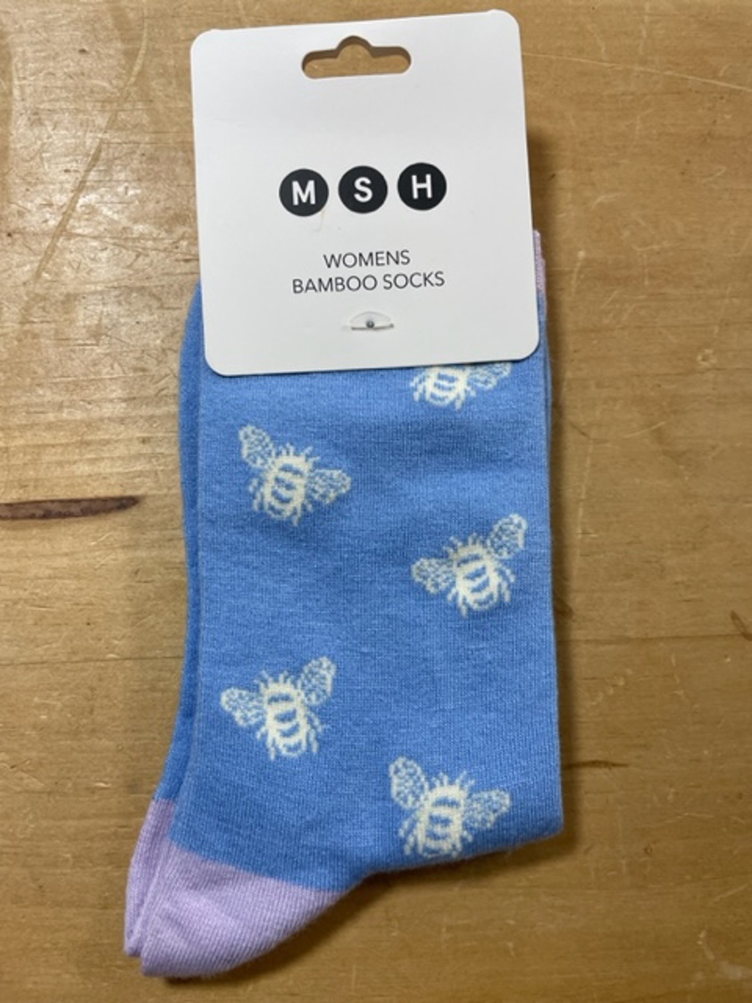 Light Blue Womens Bee Bamboo Socks