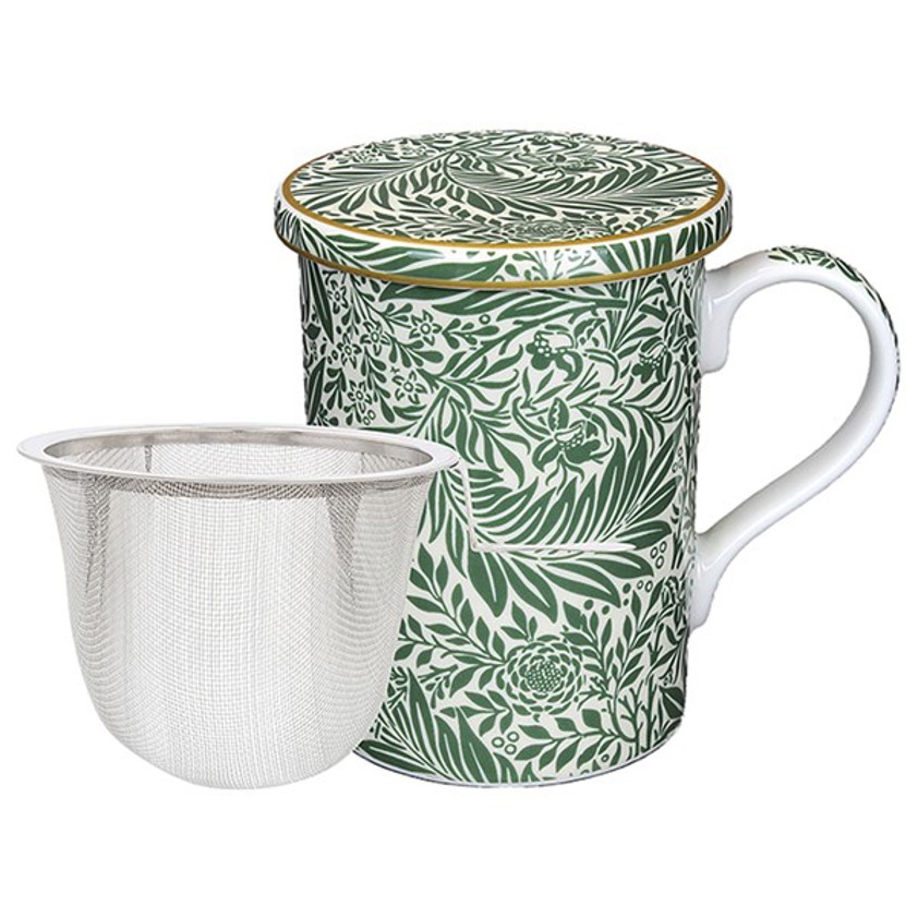 William Morris Larkspur Leaves Mug, Coaster Infuser