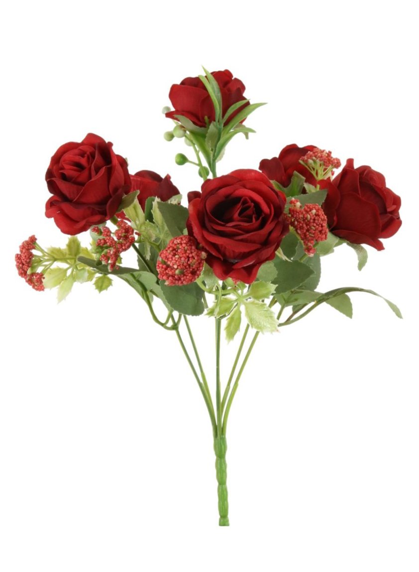 Silk Amelia Rose Bunch Red 30cm