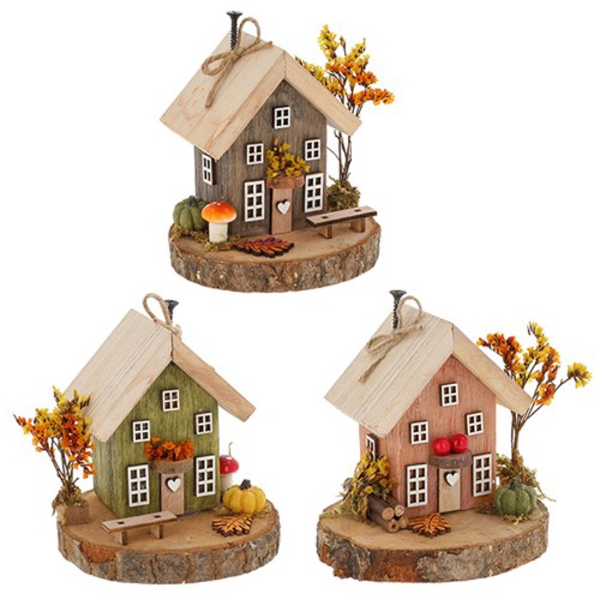 Folk Art Autumn Wooden Cottage