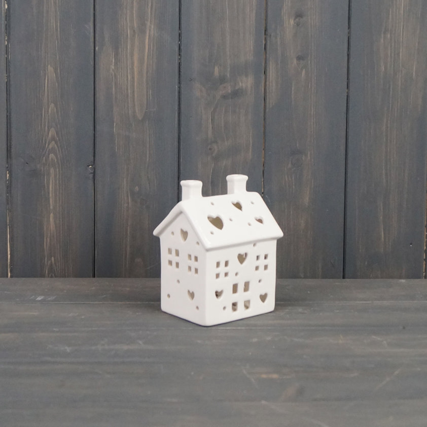 Medium White Light Up Ceramic House