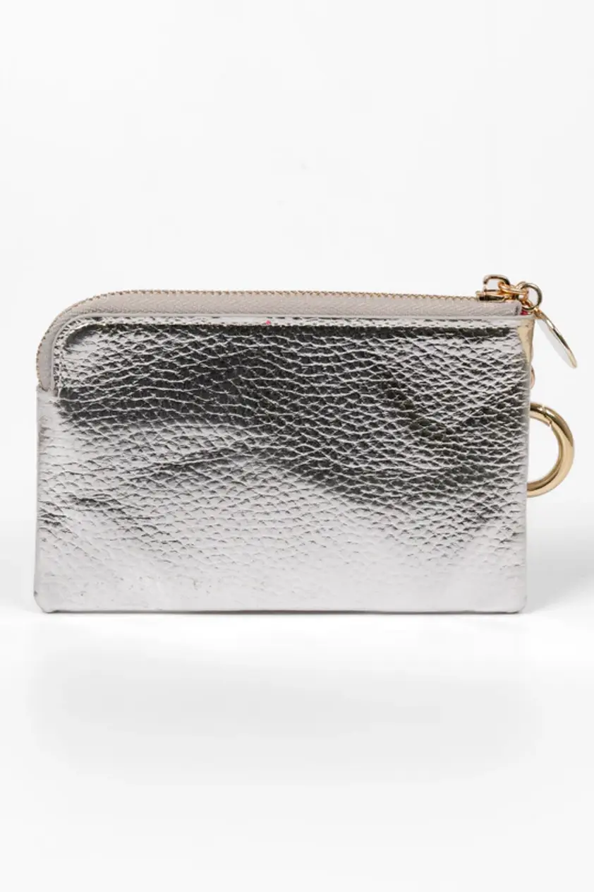 Silver Arlo Small Purse - Silver, Faux Leather