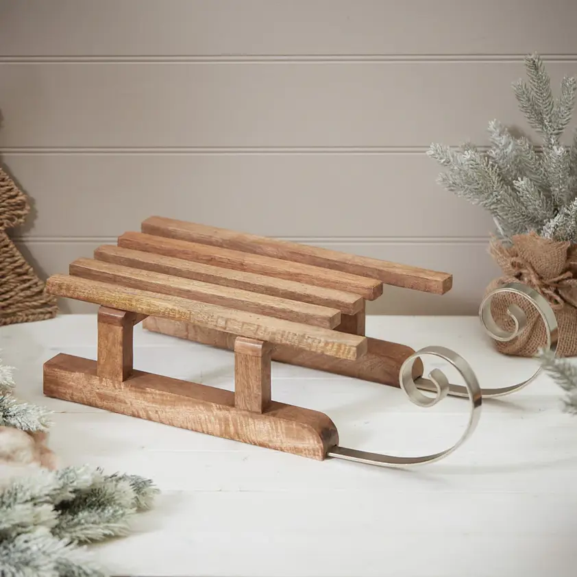 Christmas Mango Wood with Iron Sleigh