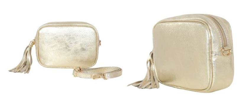 Beige Italian Leather Camera Bag