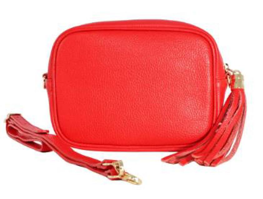 Red Italian Leather Camera Bag