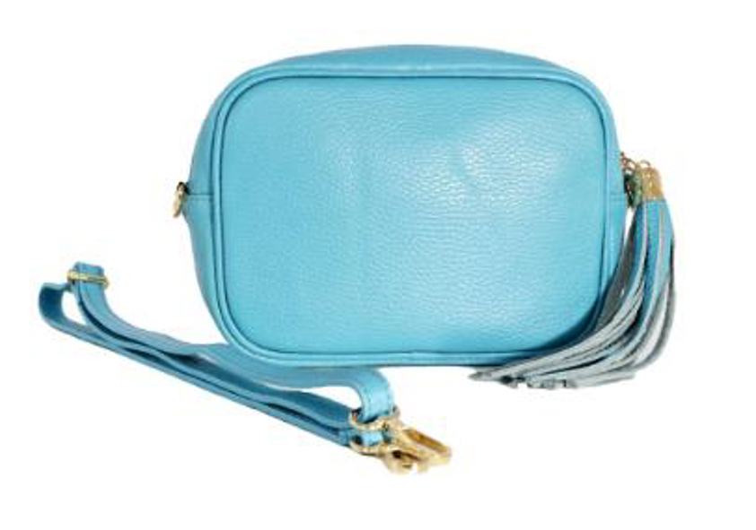 Sky blue Italian Leather Camera Bag