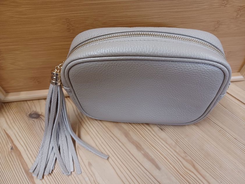 Beige Italian Leather Camera Bag