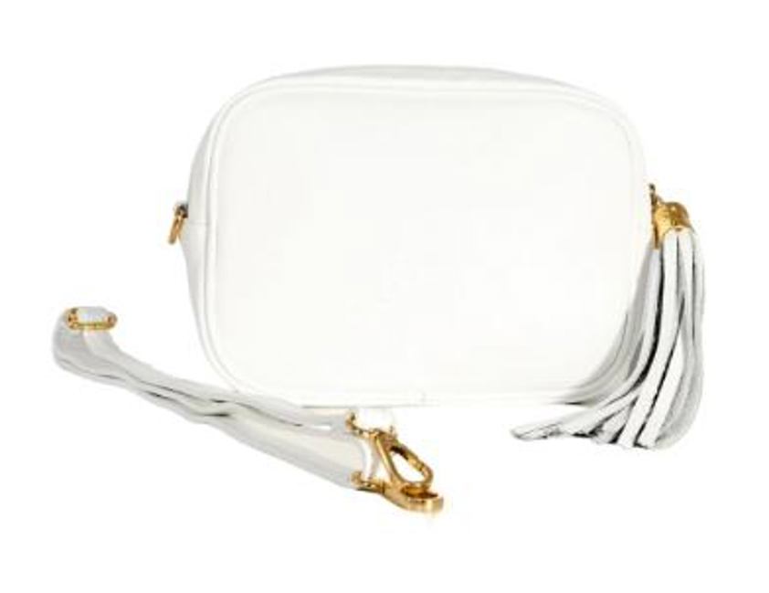 White Italian Leather Camera Bag