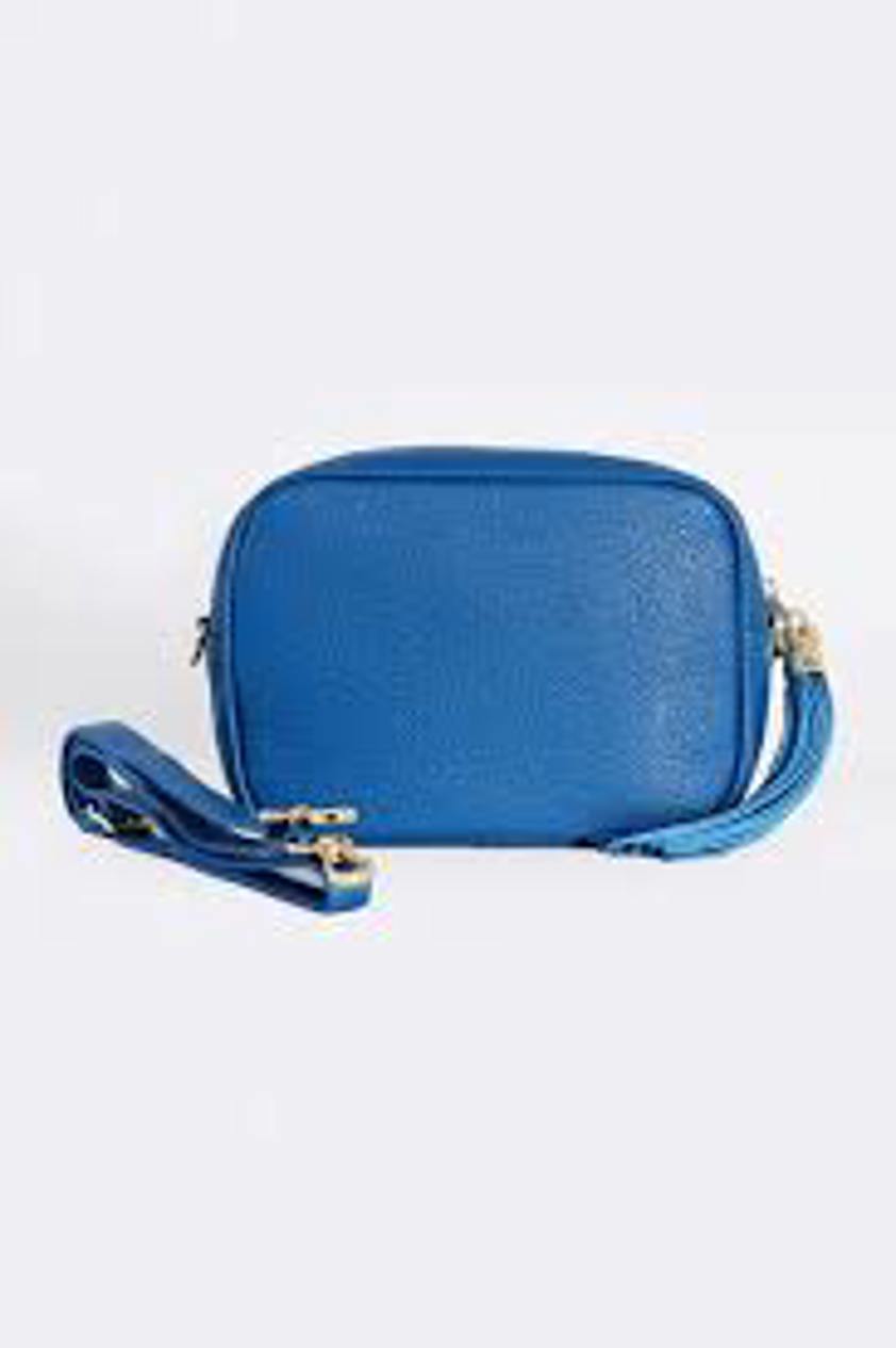 Royal Blue Italian Leather Camera Bag