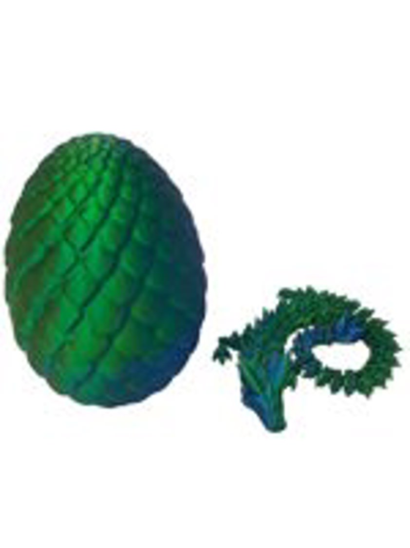 Blue Green Two-Tone 3D Printed Dragon in Egg