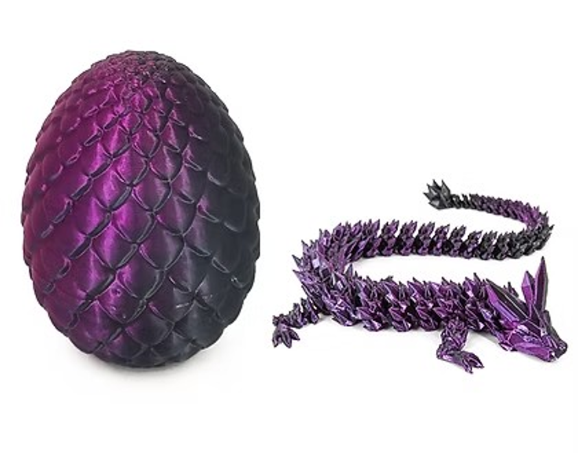 Black Purple Two-Tone 3D Printed Dragon in Egg