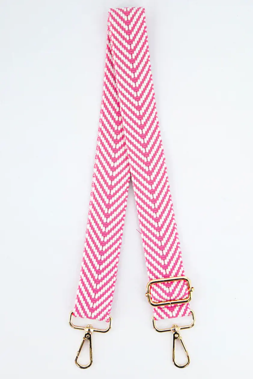 Hot Pink Woven Chevron Print Bag strap