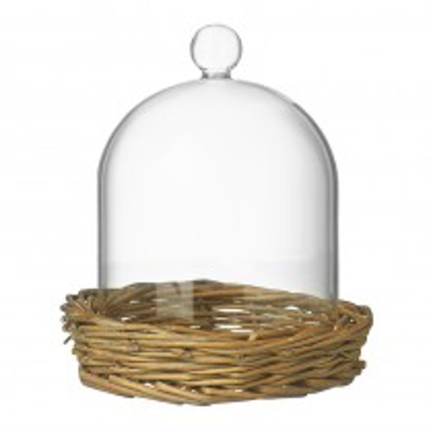 Large Cloche on Wicker Base