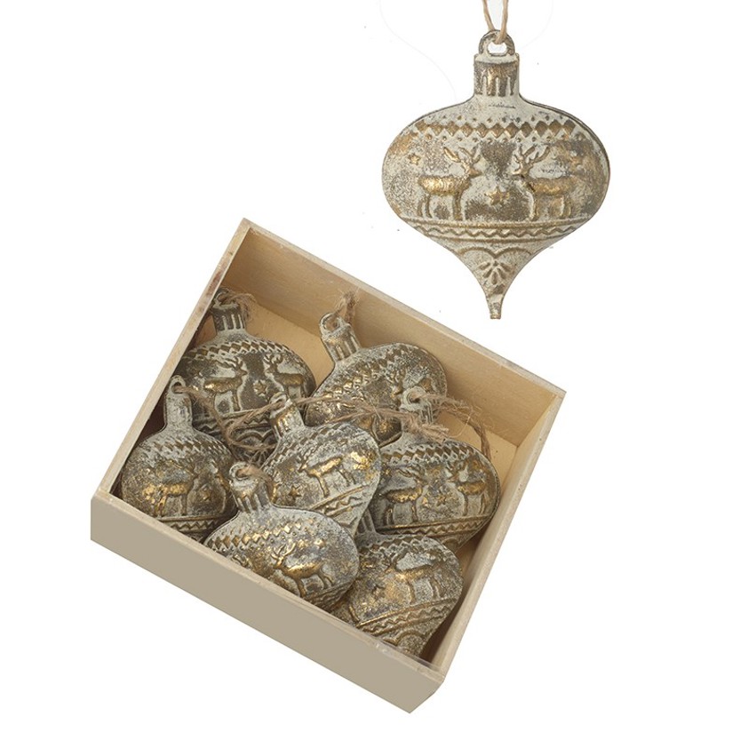 Gold Deer Metal Baubles Set