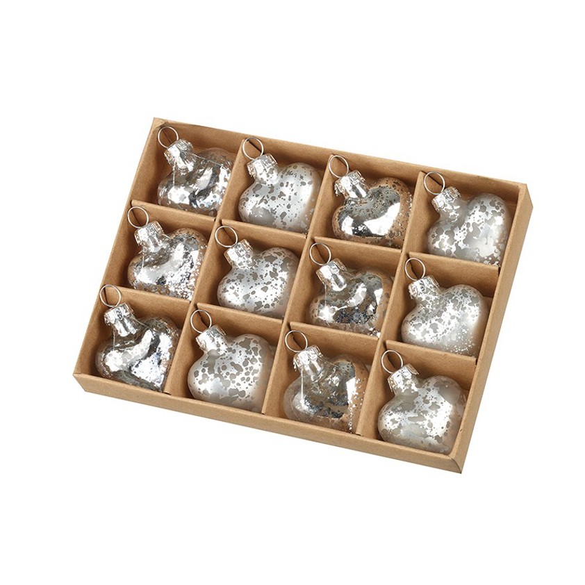 Glass Hanging Heart Bauble Set