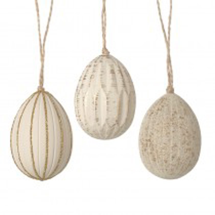 White & Gold Hanging Egg Mix