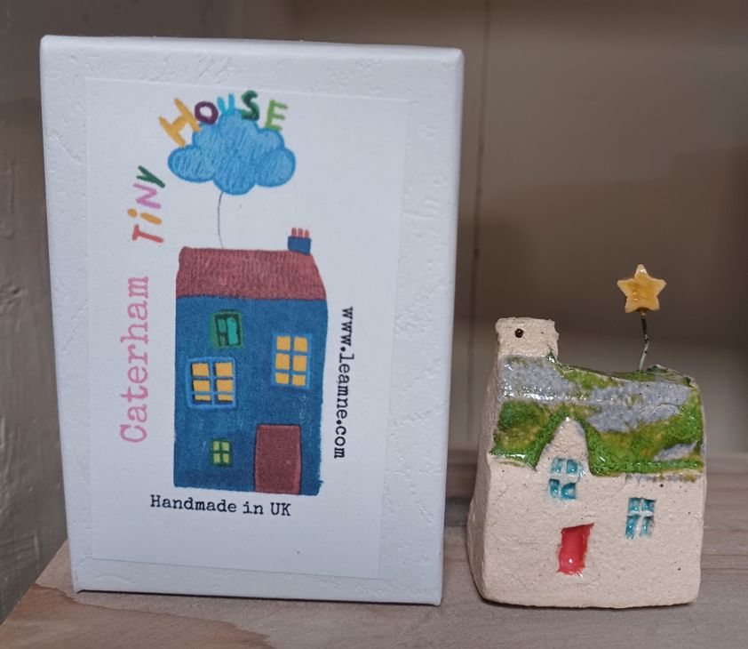 Green Roof Star Handmade miniature cottages, in a Caterham Tiny House Box