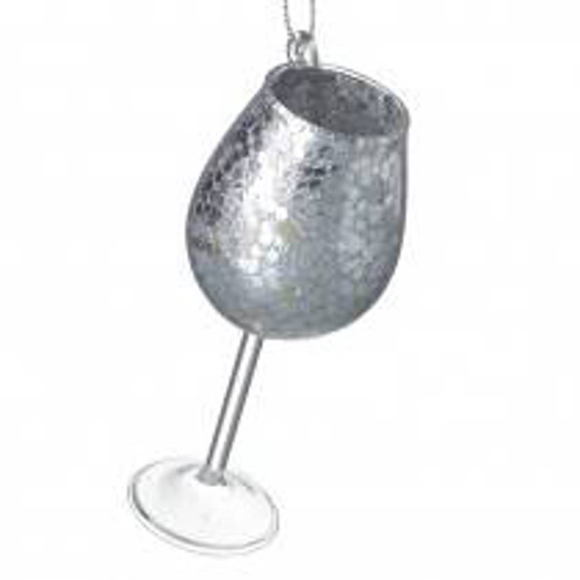 Silver Mottled Wine Glass Hanging Decoration