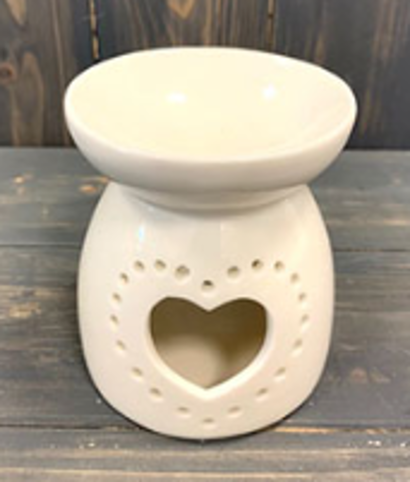 White Small Heart Ceramic Burner
