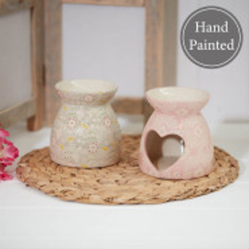 Pastel Ditsy Floral Oil Burner Debossed Stoneware