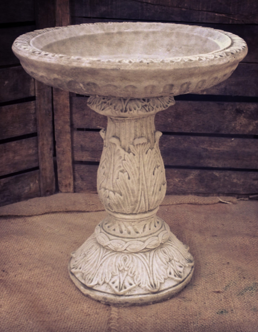 Ornate Stone Bird Bath Small