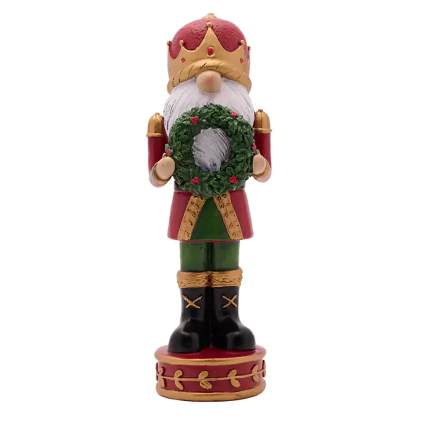 Santa Nutcracker With Wreath 29cm