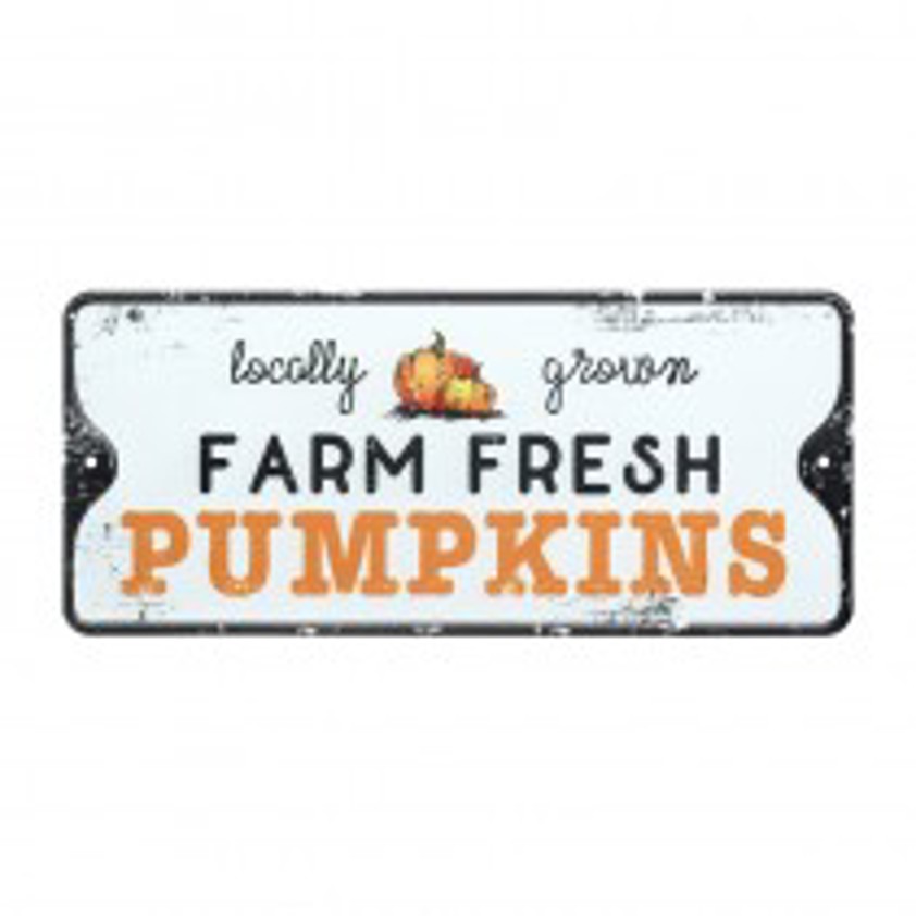 Farm Fresh Pumpkins Metal Sign 28x12cm
